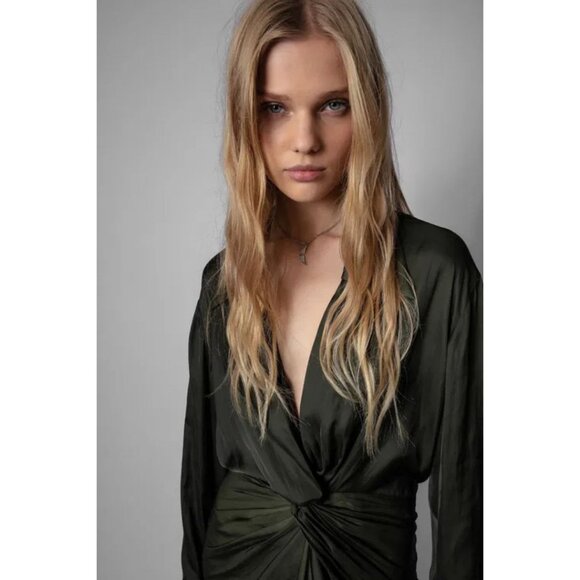 Zadig & Voltaire Rozo Dress Khaki Size Small - Picture 3 of 9